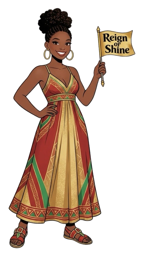 Woman with Reign or Shine flag